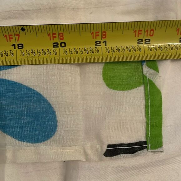 Vintage 1970s Green White Floral Kitchen Apron One Size Pocket Handmade Bee - Picture 4 of 8